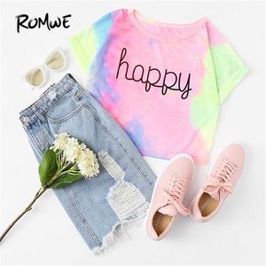 Romwe “Happy” Crop Top